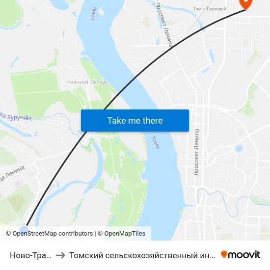 Ново-Трактовая to Томский сельскохозяйственный институт, филиал НГАУ map