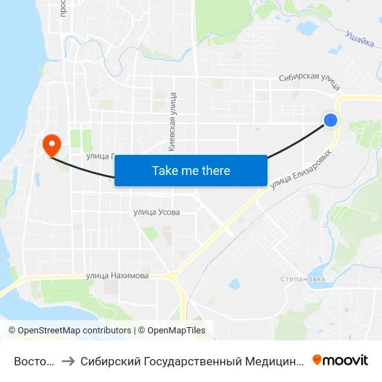 Восточная to Сибирский Государственный Медицинский Университет map