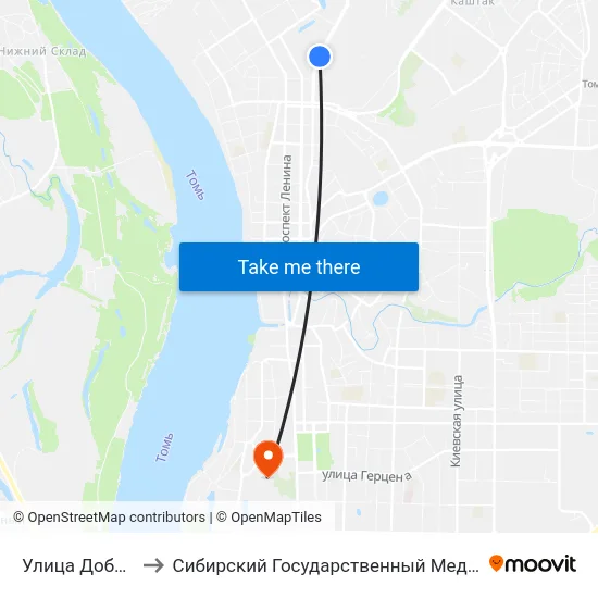 Улица Добролюбова to Сибирский Государственный Медицинский Университет map