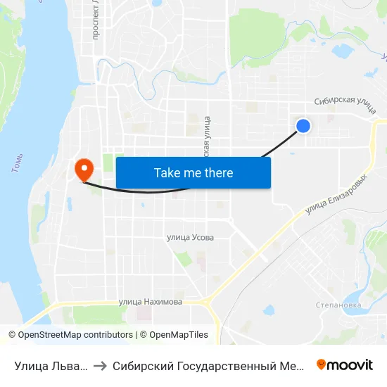 Улица Льва Толстого to Сибирский Государственный Медицинский Университет map