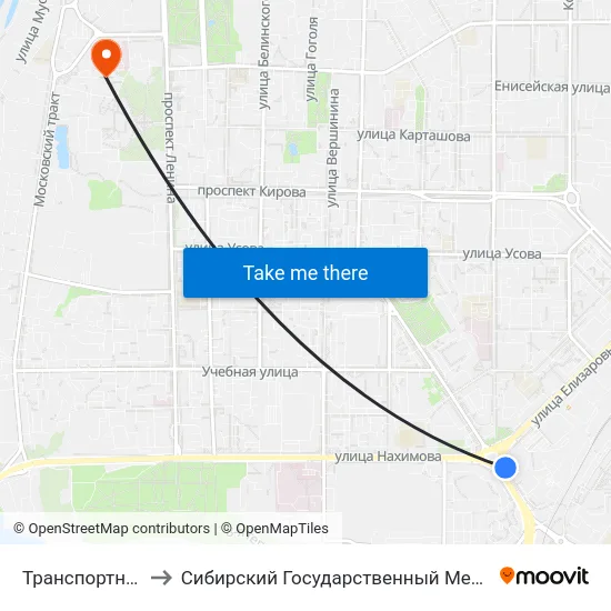 Транспортное Кольцо to Сибирский Государственный Медицинский Университет map
