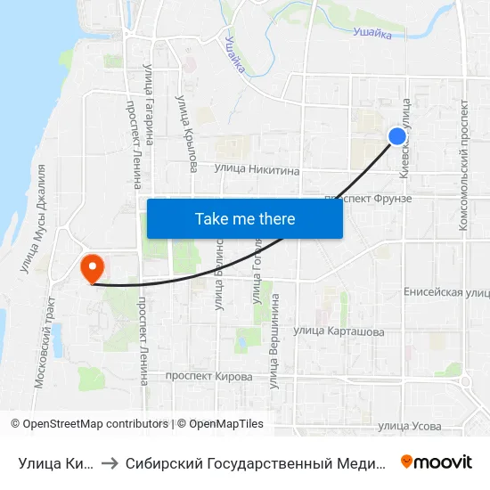 Улица Киевская to Сибирский Государственный Медицинский Университет map