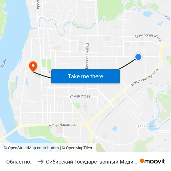 Областной Рынок to Сибирский Государственный Медицинский Университет map