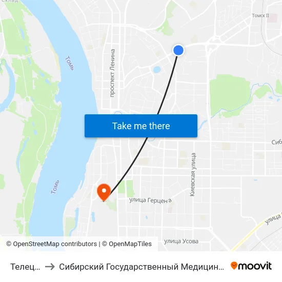Телецентр to Сибирский Государственный Медицинский Университет map