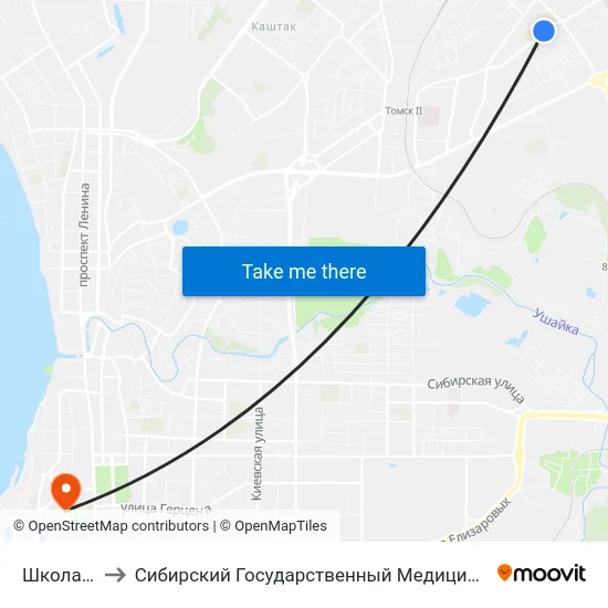 Школа №43 to Сибирский Государственный Медицинский Университет map