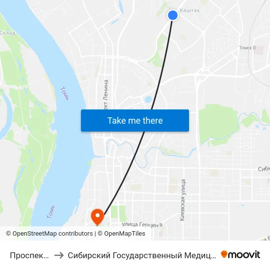 Проспект Мира to Сибирский Государственный Медицинский Университет map