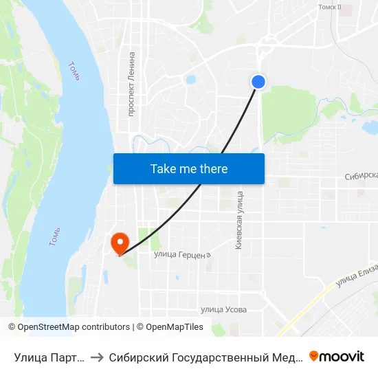 Улица Партизанская to Сибирский Государственный Медицинский Университет map