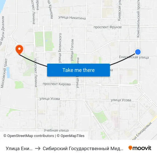 Улица Енисейская to Сибирский Государственный Медицинский Университет map