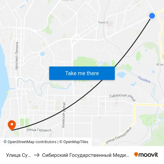 Улица Суворова to Сибирский Государственный Медицинский Университет map