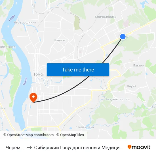 Черёмушки to Сибирский Государственный Медицинский Университет map