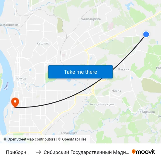 Приборный Завод to Сибирский Государственный Медицинский Университет map