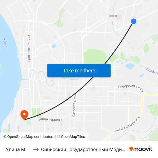 Улица Мичурина to Сибирский Государственный Медицинский Университет map