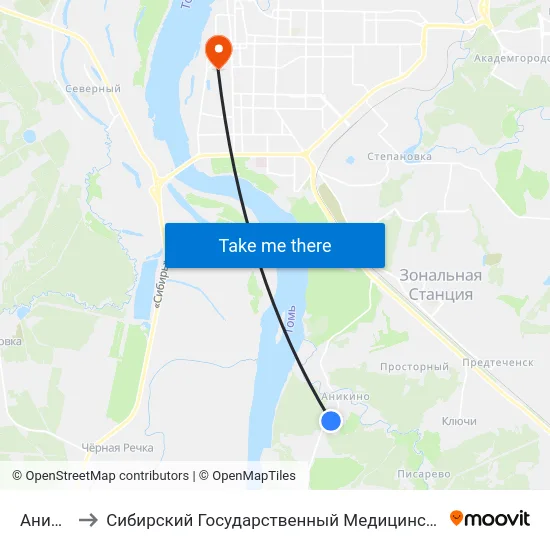 Аникино to Сибирский Государственный Медицинский Университет map
