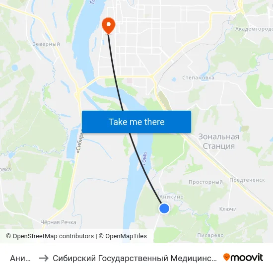 Аникино to Сибирский Государственный Медицинский Университет map