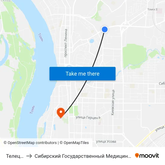 Телецентр to Сибирский Государственный Медицинский Университет map