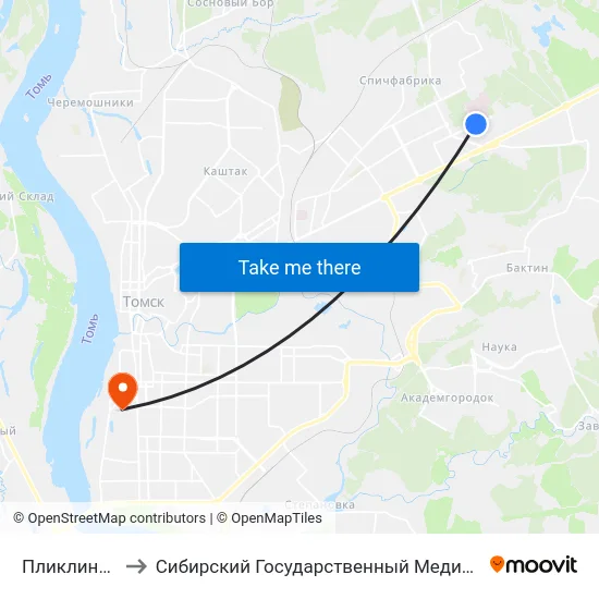 Пликлиника Окб to Сибирский Государственный Медицинский Университет map