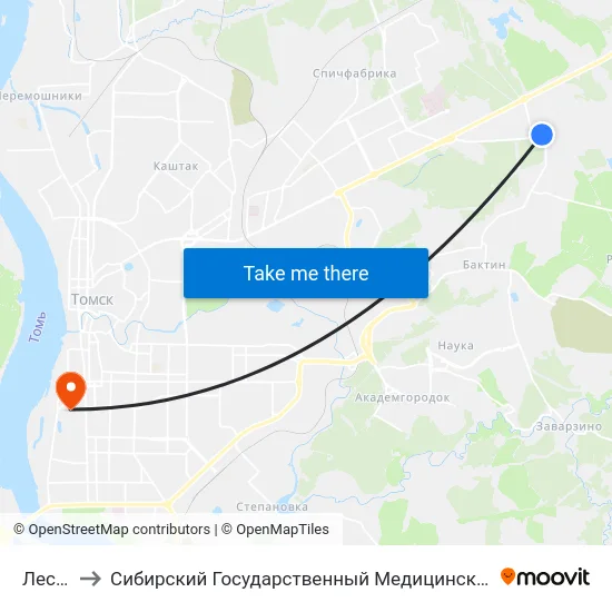 Лесная to Сибирский Государственный Медицинский Университет map