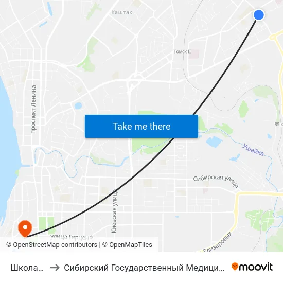 Школа № 43 to Сибирский Государственный Медицинский Университет map