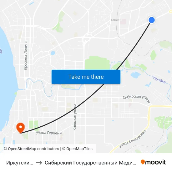 Иркутский Тракт to Сибирский Государственный Медицинский Университет map