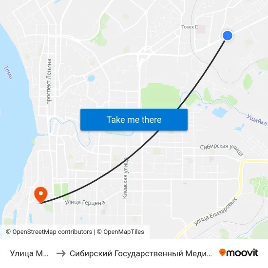 Улица Мичурина to Сибирский Государственный Медицинский Университет map