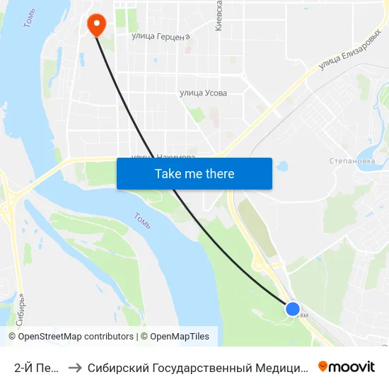 2-Й Переезд to Сибирский Государственный Медицинский Университет map