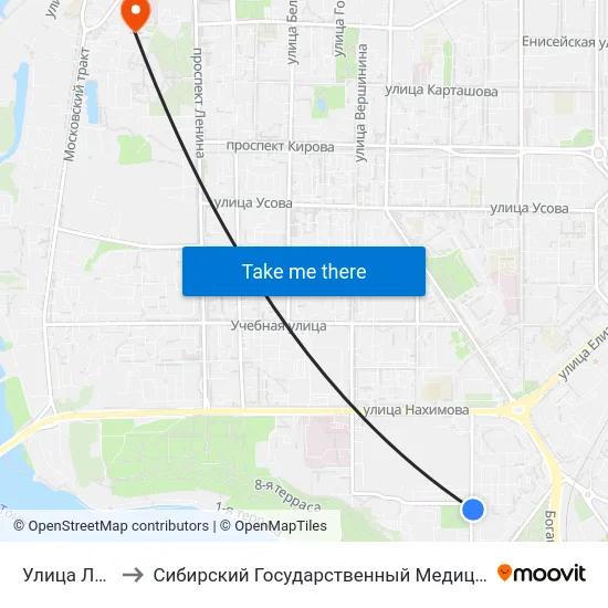 Улица Лыткина to Сибирский Государственный Медицинский Университет map