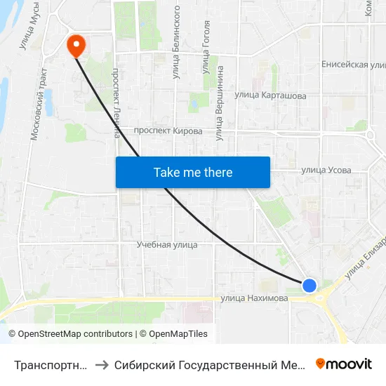 Транспортное Кольцо to Сибирский Государственный Медицинский Университет map