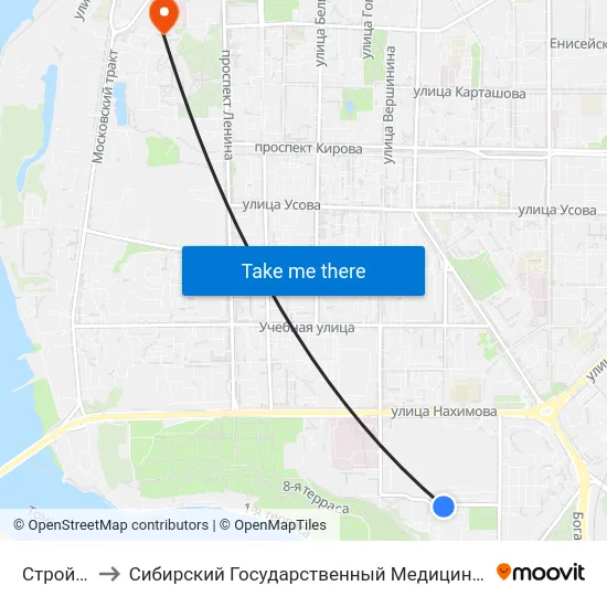 Стройпарк to Сибирский Государственный Медицинский Университет map