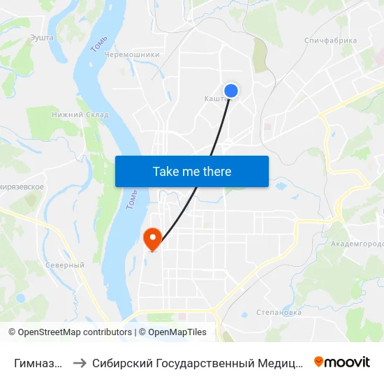 Гимназия № 7 to Сибирский Государственный Медицинский Университет map