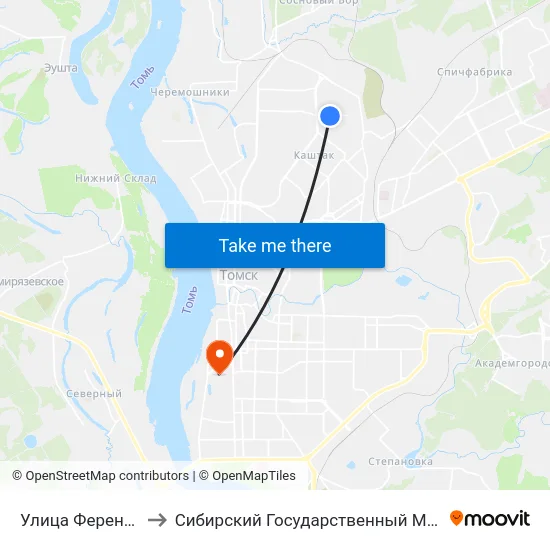 Улица Ференца Мюнниха to Сибирский Государственный Медицинский Университет map