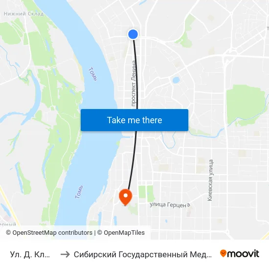 Ул. Д. Ключевская to Сибирский Государственный Медицинский Университет map