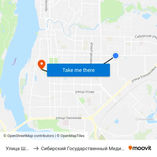 Улица Шевченко to Сибирский Государственный Медицинский Университет map
