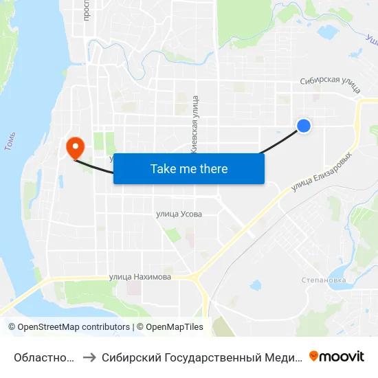 Областной Рынок to Сибирский Государственный Медицинский Университет map