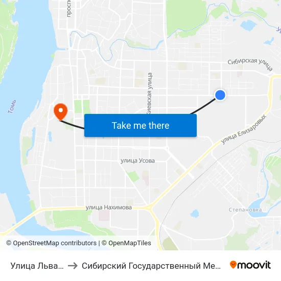 Улица Льва Толстого to Сибирский Государственный Медицинский Университет map