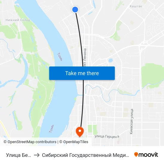 Улица Бердская to Сибирский Государственный Медицинский Университет map