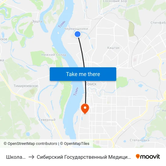 Школа №28 to Сибирский Государственный Медицинский Университет map