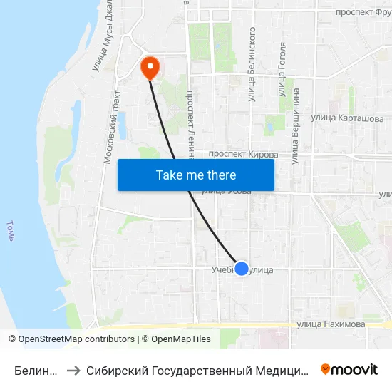 Белинского to Сибирский Государственный Медицинский Университет map