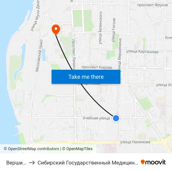 Вершинина to Сибирский Государственный Медицинский Университет map