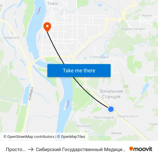 Просторный to Сибирский Государственный Медицинский Университет map