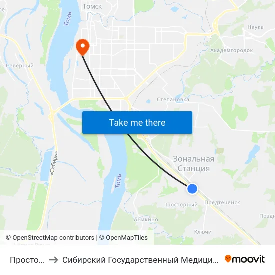 Просторный to Сибирский Государственный Медицинский Университет map