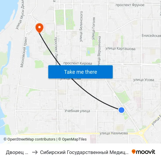 Дворец Спорта to Сибирский Государственный Медицинский Университет map