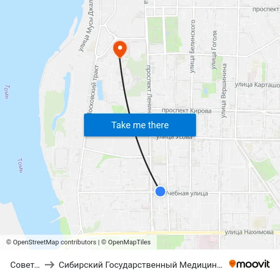 Советская to Сибирский Государственный Медицинский Университет map
