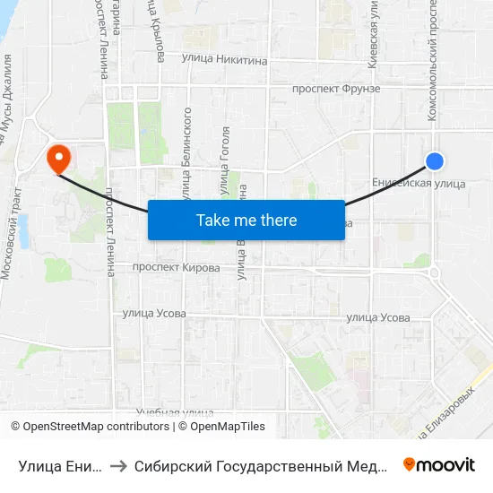 Улица Енисейская to Сибирский Государственный Медицинский Университет map