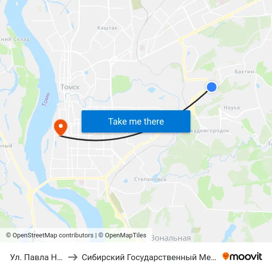 Ул. Павла Нарановича to Сибирский Государственный Медицинский Университет map