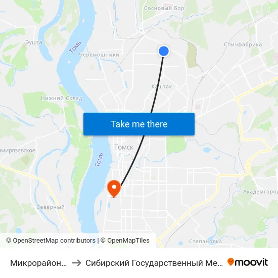 Микрорайон Радужный to Сибирский Государственный Медицинский Университет map