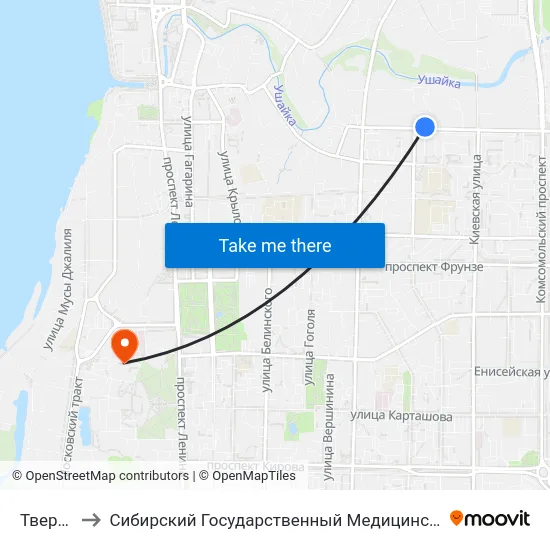 Тверская to Сибирский Государственный Медицинский Университет map