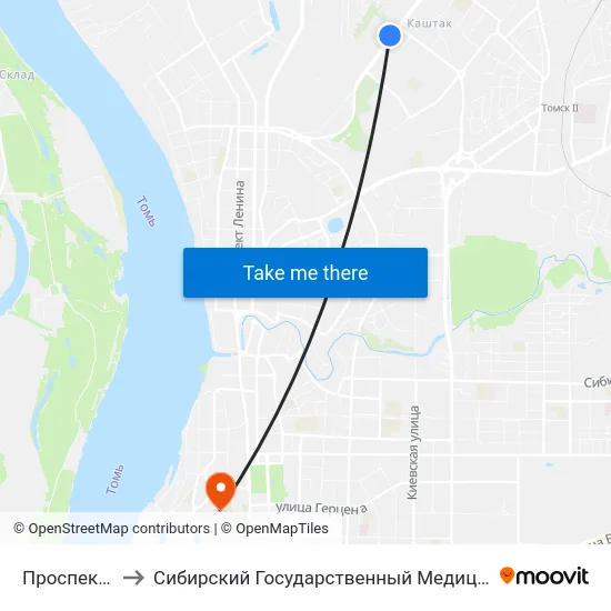 Проспект Мира to Сибирский Государственный Медицинский Университет map