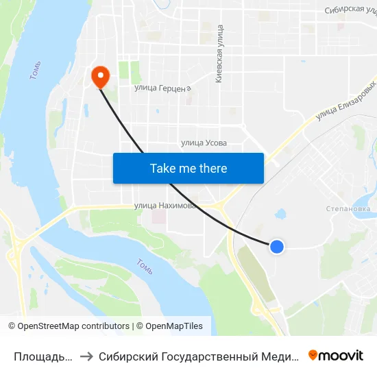 Площадь Кукина to Сибирский Государственный Медицинский Университет map