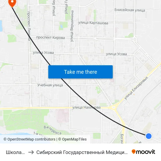Школа № 49 to Сибирский Государственный Медицинский Университет map