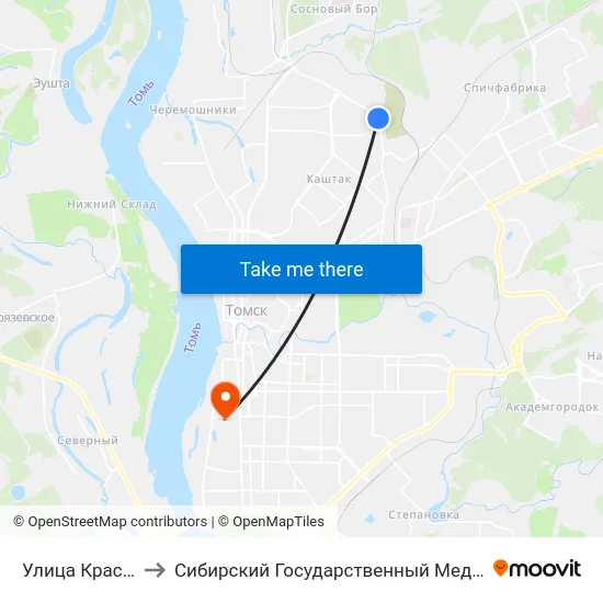 Улица Красноярская to Сибирский Государственный Медицинский Университет map